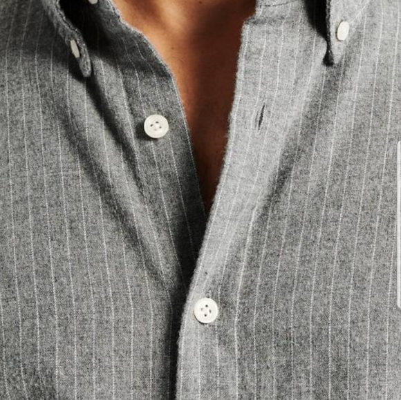 Men's brushed Oxford grey with white pin stripes - Picture 2 of 4